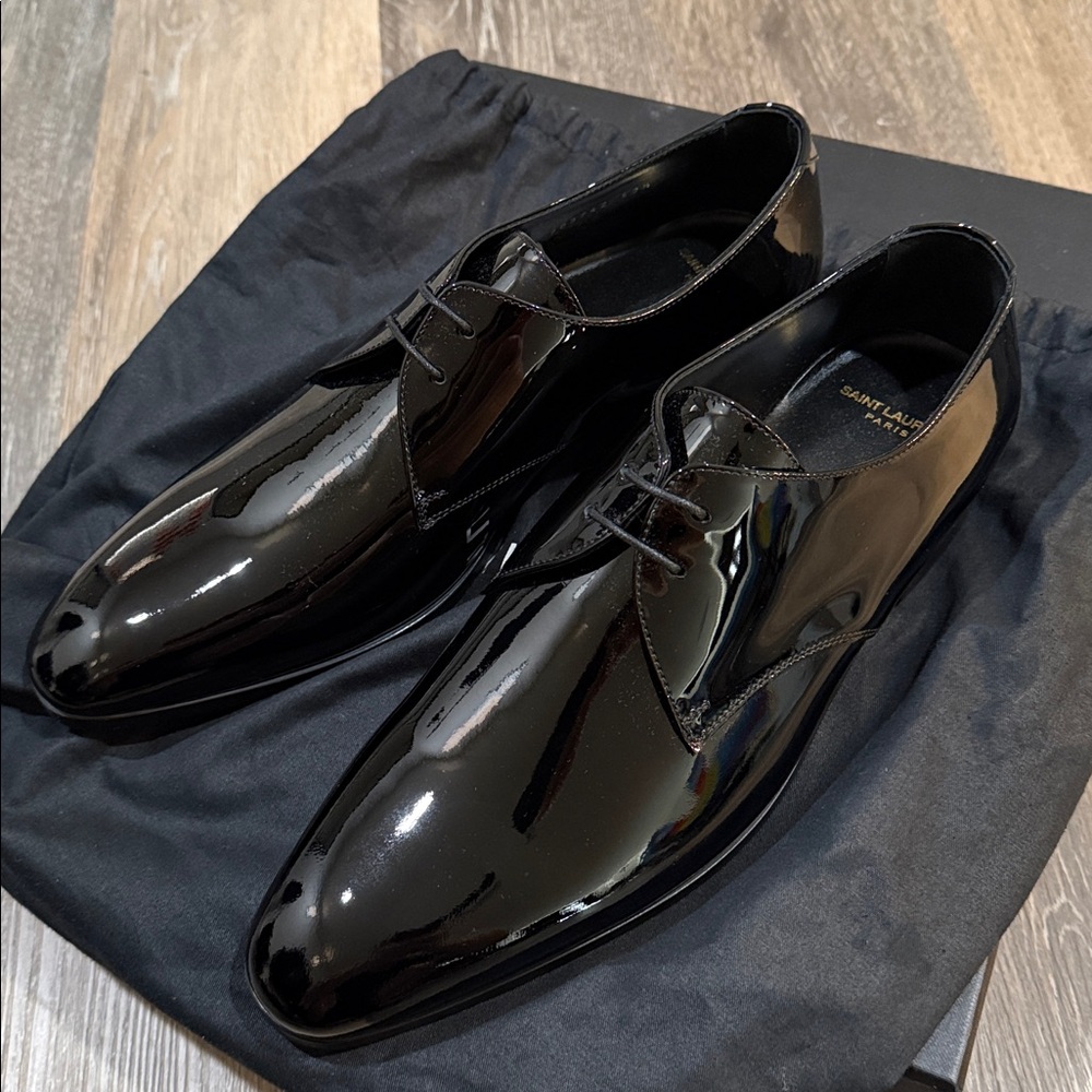 Saint Laurent Men's Black Leather Shoes 43.5